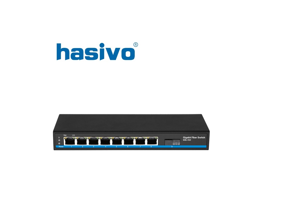 Unmanaged Switch quang Gigabit PoE HASIVO S1100P-8G-1GX Unmanaged Switch quang Gigabit PoE HASIVO S1100P-8G-1GX